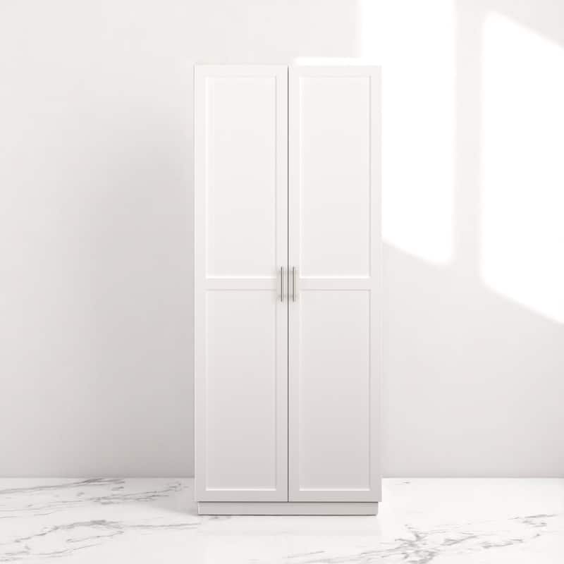 71.7" Kitchen Pantry Cabinet with Doors and Adjustable Shelves, Freestanding Food Storage Cupboard for Kitchen - White