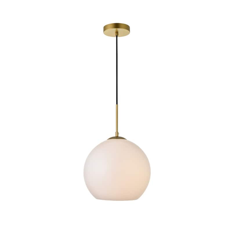 1-Light Pendant with 12 inch Frosted White Glass - Brass