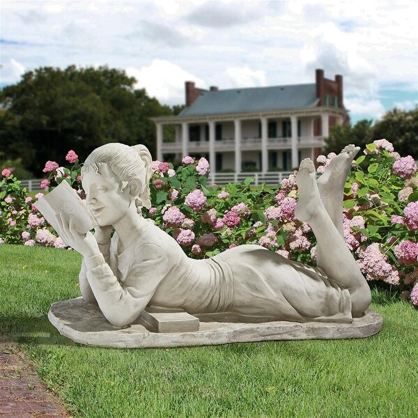 design toscano the british reading fairy garden statue