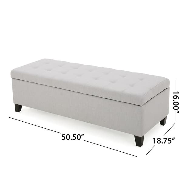 dimension image slide 5 of 9, Mission Tufted Fabric Storage Ottoman Bench by Christopher Knight Home