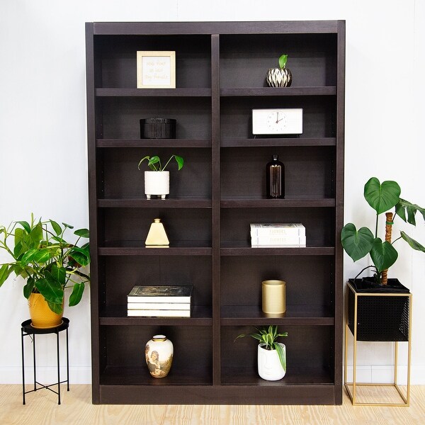 Concepts in Wood Double Wide Wood Bookcase, 12 Shelf, 84 inch Tall