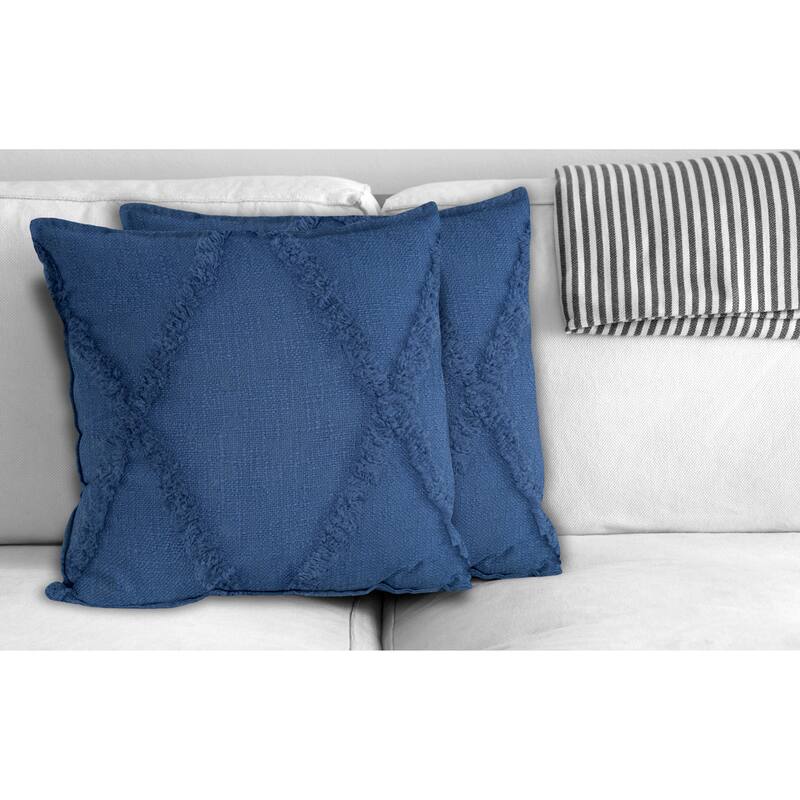 Heartham Set of 2 Contemporary Diamond Cotton Throw Pillow Covers, 20" x 20", 2 PCS (Covers Only) by Sevita