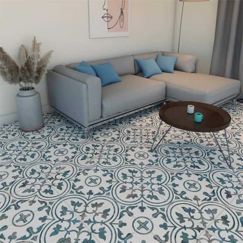Merola Tile Cassis Arte Blue 9-3/4" x 9-3/4" Porcelain Floor and Wall Tile