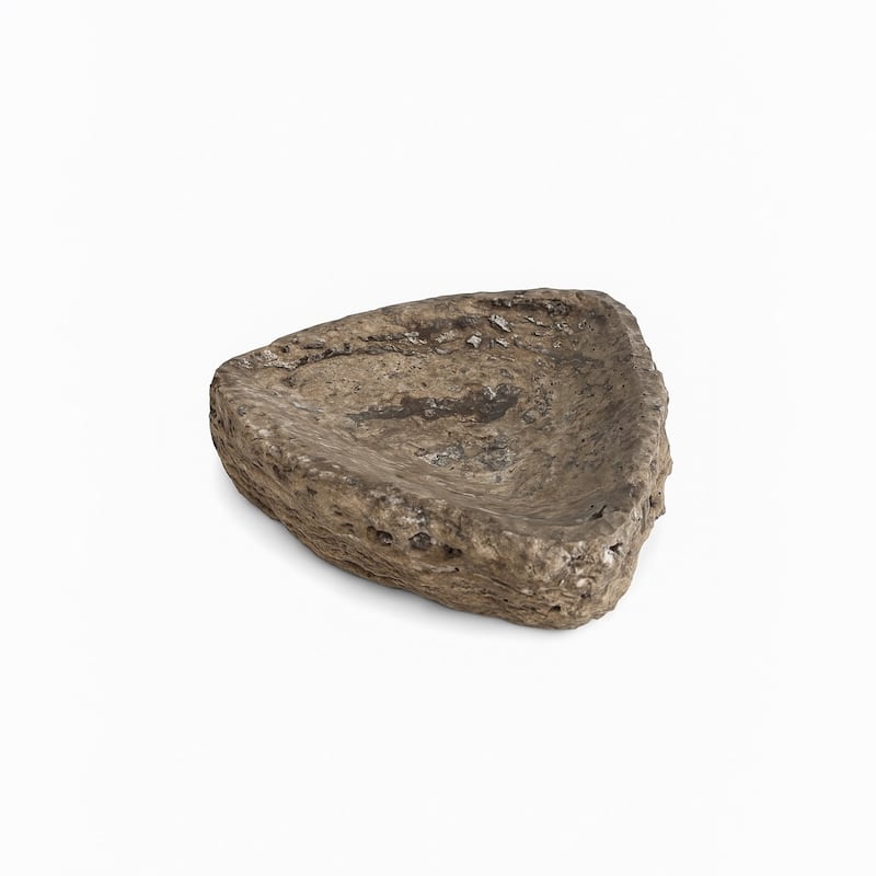 Grey Travertine Organic Shaped Rough Edged Bowl