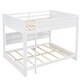preview thumbnail 15 of 13, Queen Over Queen Bunk Bed with Storage Cabinets and USB Ports, White