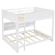 preview thumbnail 15 of 15, White Queen over Queen Size Solid Wood Bunk Bed with Storage Cabinets and USB Ports