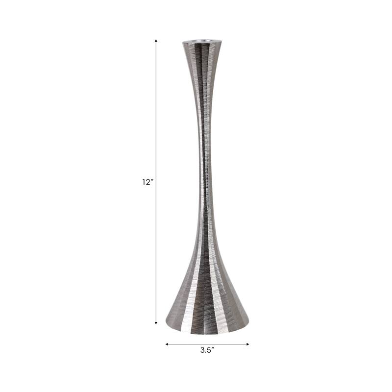 Glam Metal and Wood Taper Candle Holder Sculptural Silhouette MDF Base