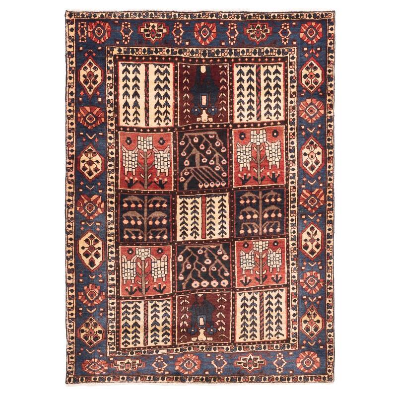 ECARPETGALLERY Hand-knotted Kayseri Vintage Dark Navy, Red Wool Rug - 4'9 x 6'8