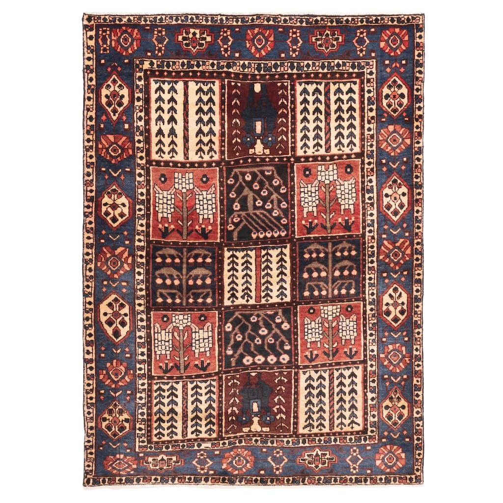 ECARPETGALLERY Hand-knotted Kayseri Vintage Dark Navy, Red Wool Rug - 4'9 x 6'8