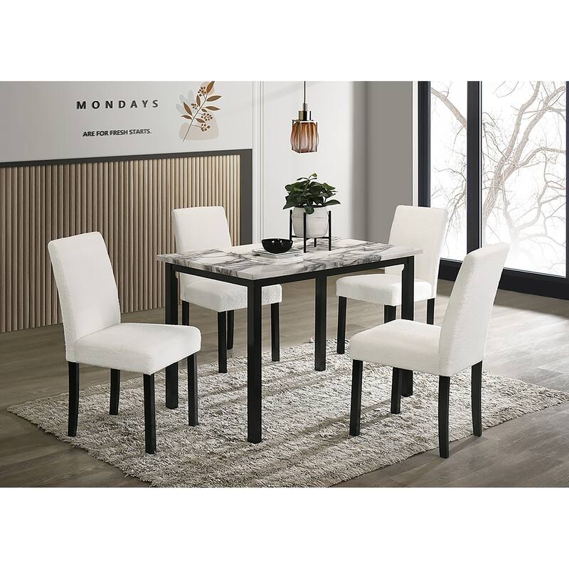 Poundex 5-pcs Dining Set - White
