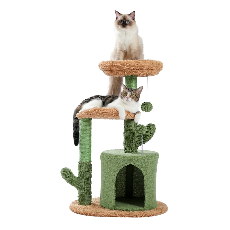 Oasis Series 32 Inches Cactus Plush Cat Tree
