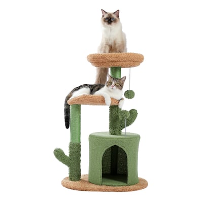 Oasis Series 32 Inches Cactus Plush Cat Tree
