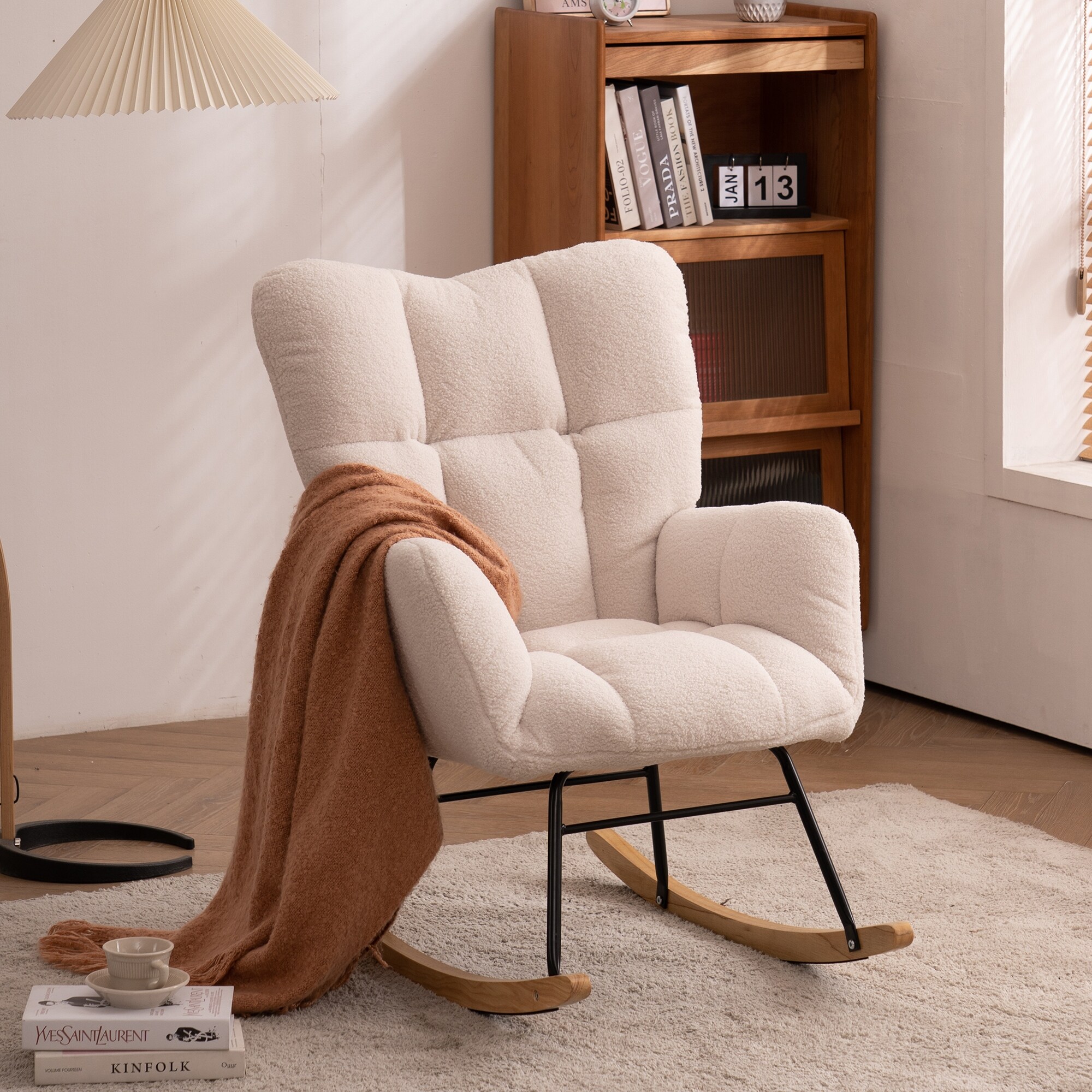 Modern fabric Tufted Upholstered Rocking Chair