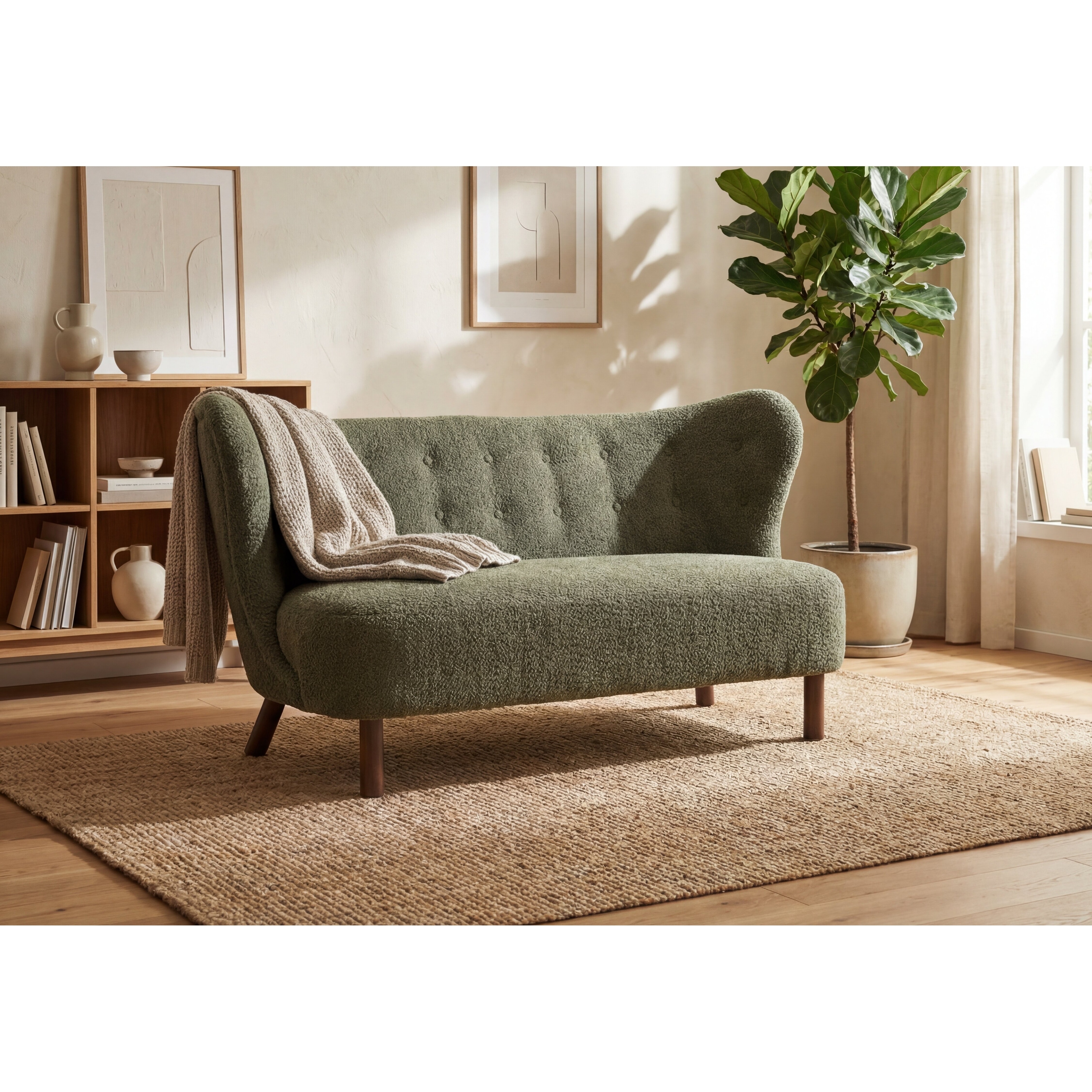 Christopher Knight Home - Chenille Upholstered Loveseat Sofa with Curved Backrest 57.9" Accent Sofa
