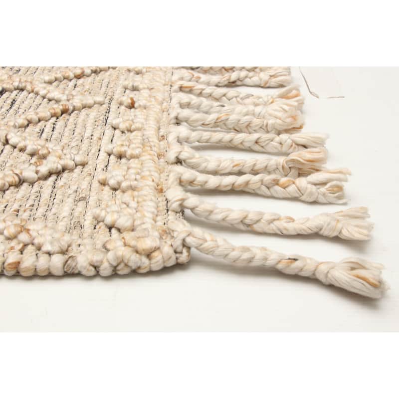 ECARPETGALLERY Braid weave Sienna Beige Wool Rug - 5'0 x 7'8