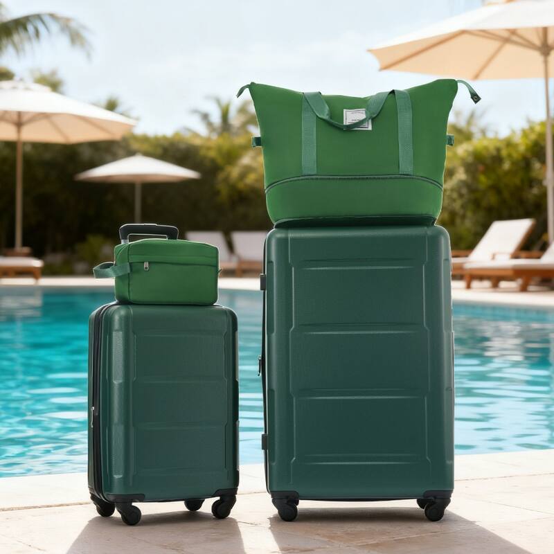 2-Piece, Modern Luggage Sets, Expandable Luggage with 360-Degree Swivel Wheels and TSA lock, for Boarding Travel, Green