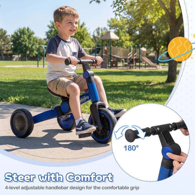 Gymax 5-In-1 Toddler Bike Kids Balance Bike w/ Removable Pedals