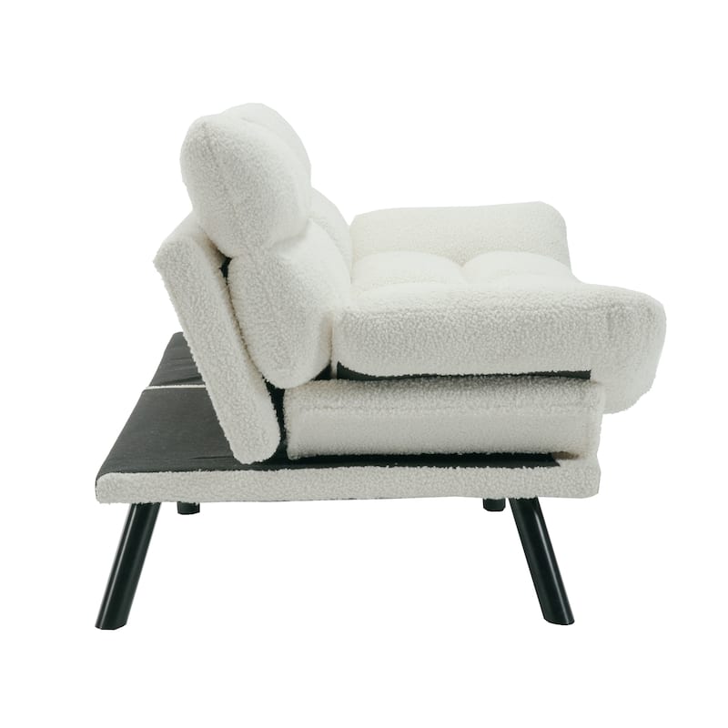 Modern Upholstered 2 Seaters Sleeper Sofa with Thick Cushion and Metal Feet