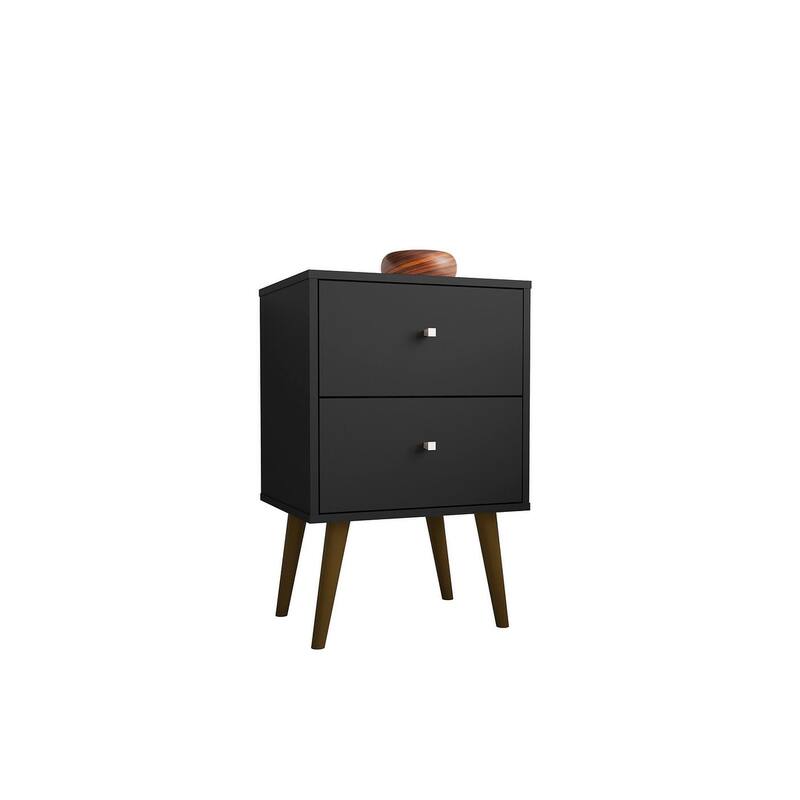 Liberty Mid Century Modern Black Nightstand 2.0 with 2 Extension Drawers