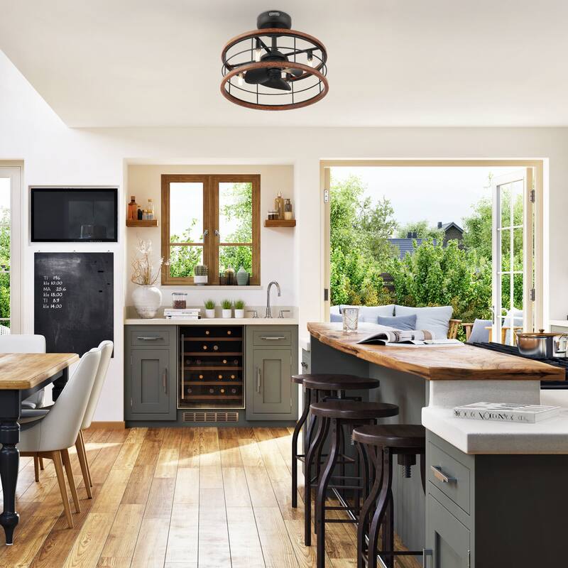 Hunter 22 inch Bridgette Fandelier Ceiling Fan w/ Light, Remote - Modern, Industrial, Farmhouse - Small Spaces