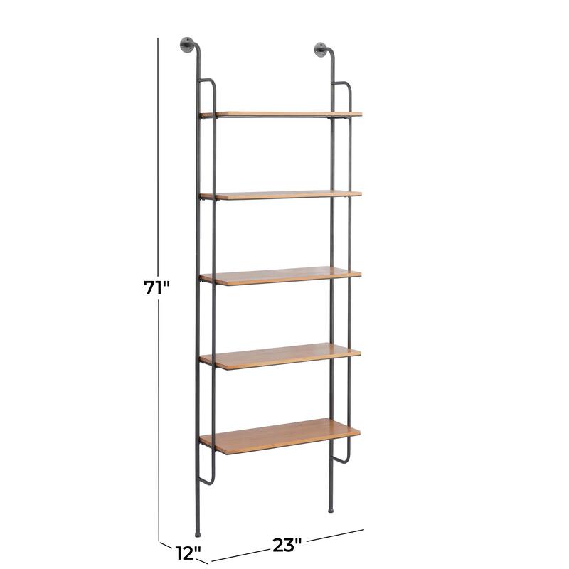 Brown Metal 5 Shelves Wall Shelf
