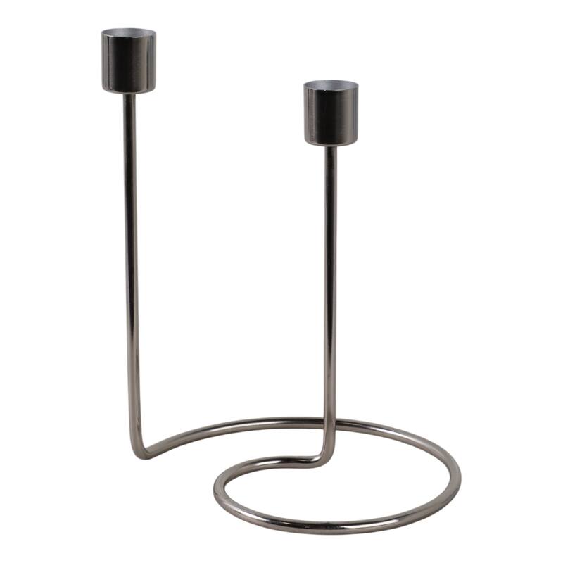Modern Metal Taper Holder Open-Frame Design and Dual Candle Support