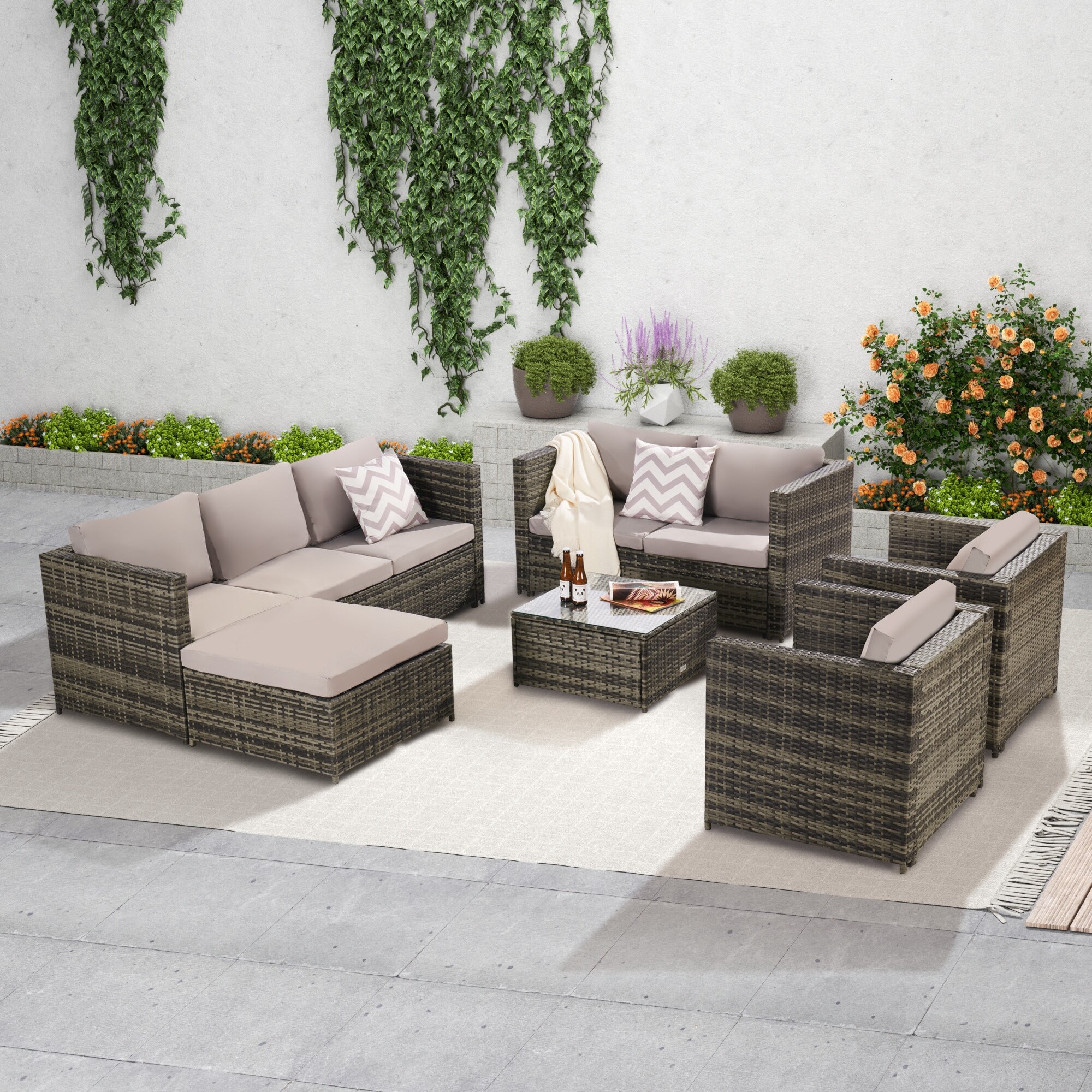 6 Pieces Outdoor Furnitureproduct Rattan Sofa and Table Bed Bath Beyond 37720147