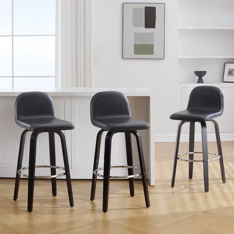 Faux Leather Upholstered Swivel Counter/ Bar Stools with Wood Frame