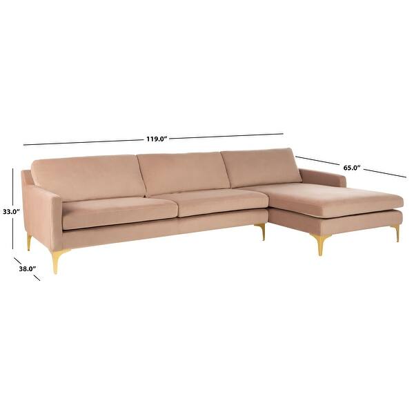 Safavieh Couture Brayson Chaise Sectional Sofa Pale Mauve Safavieh Couture Brayson Chaise