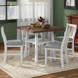 Counter Height Dining Table Set with Folding Leaves and 4 Chairs - Bed ...