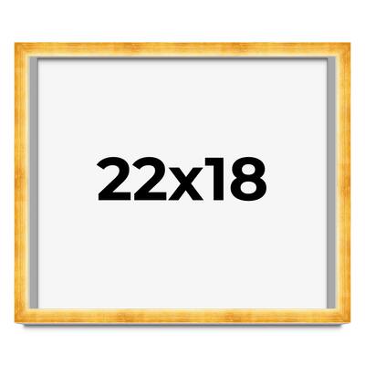 22x18 Shadow Box Frame Gold | 1.625 Inches Deep Real Wood Traditional