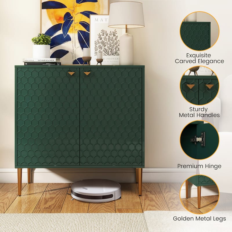 Hexagonal Pattern 2-door Storage Cabinet Buffet Cabinet Sideboard