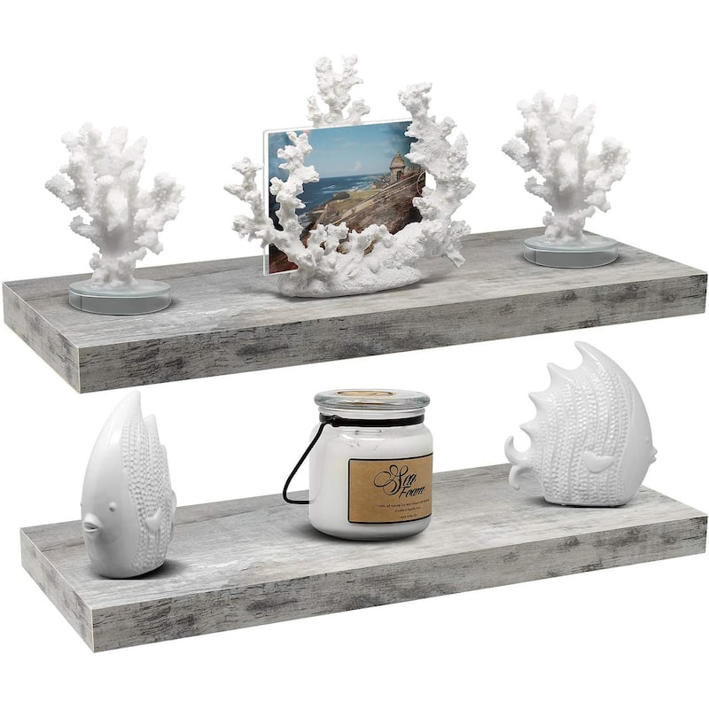 Floating Shelf, Hanging Wall Shelves Decoration Extra Long 24 Inch - 24" L X 9" W X 1.50"H - Gray