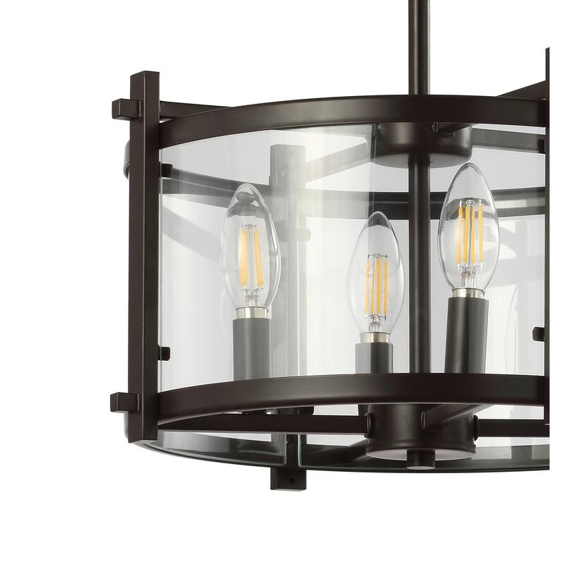 Herndon 15" Iron/Glass Modern Drum LED Flush Mount, Oil Rubbed Bronze by JONATHAN Y