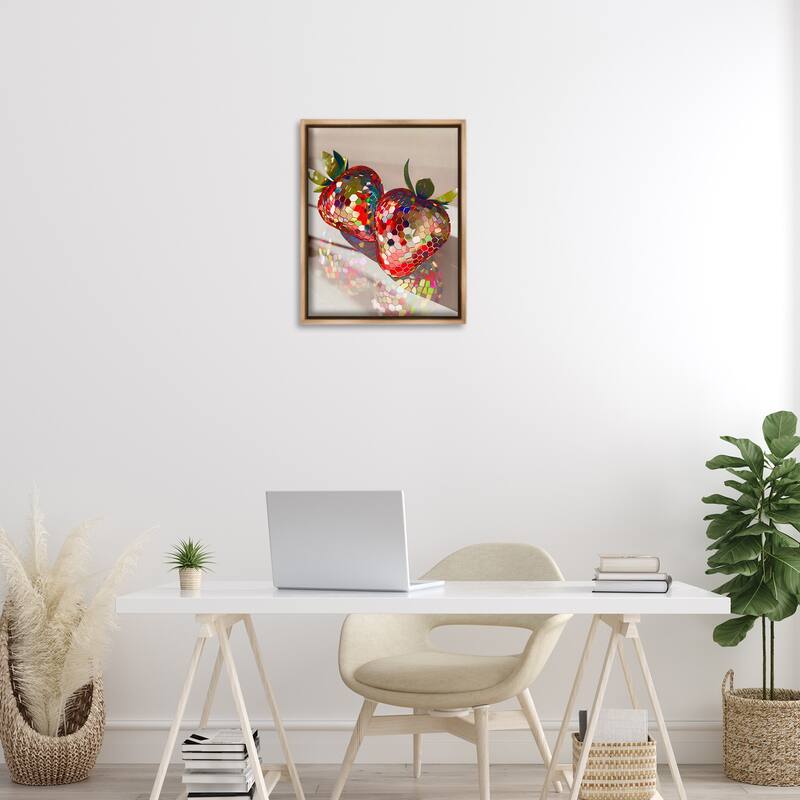 Stupell Reflecting Disco Strawberries Framed Floater Canvas Wall Art Design By Arlington Prints