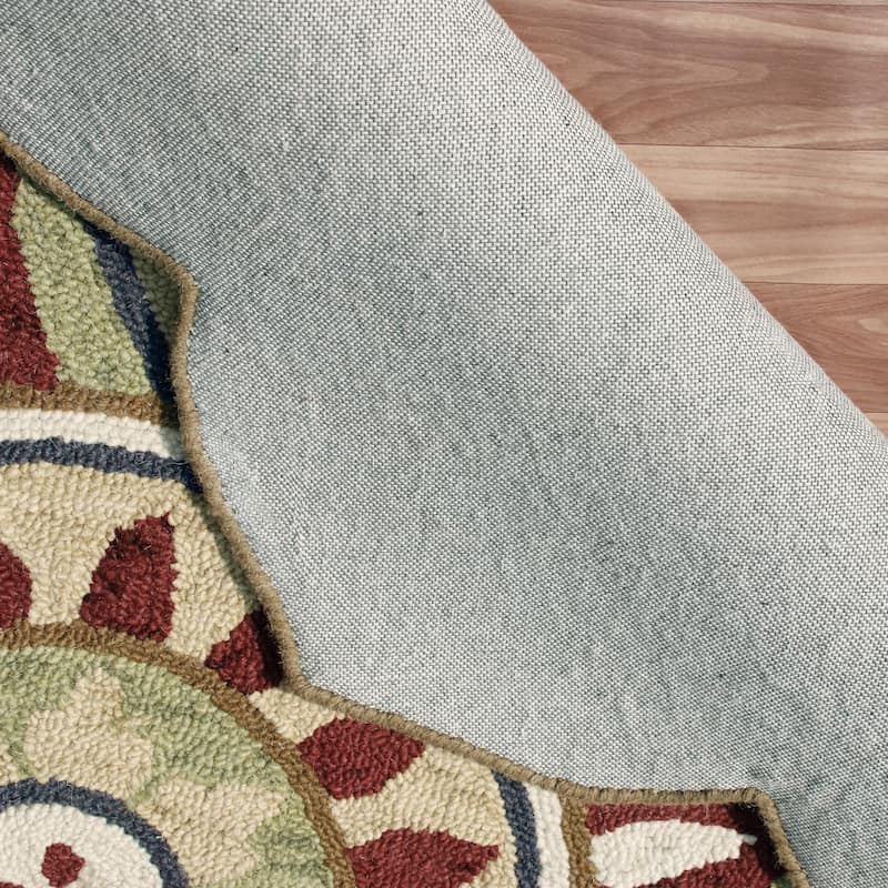 Sevita Dana Aqua Blue/Gray Bohemian Floral Hand-Tufted Wool Round Rug