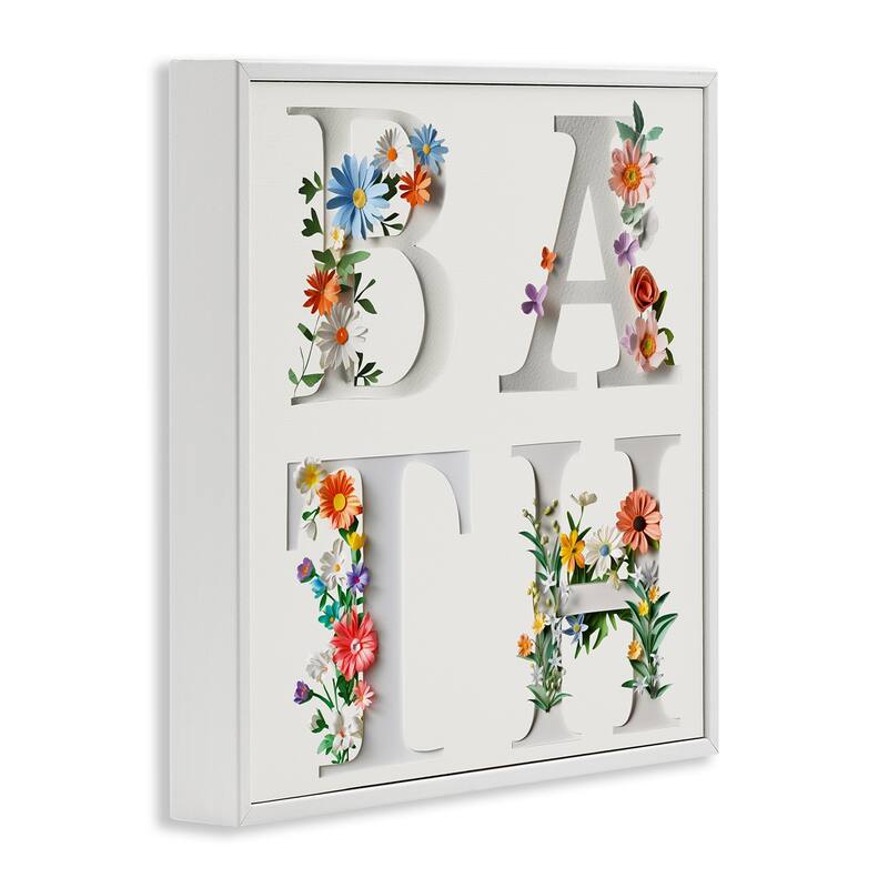Stupell Floral Bath Typography Framed Giclee Art Design By Susan Arnot