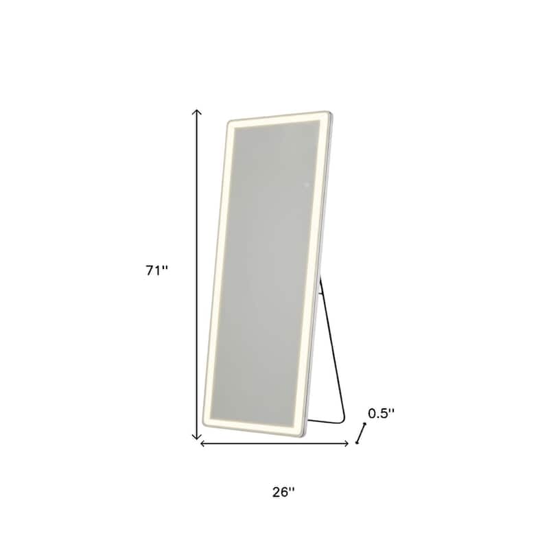 HomeRoots 71" Clear Lighted Freestanding and Wall Mount Frameless Full Length Mirror - 26.00 in. x 71.00 in. x 0.50 in.