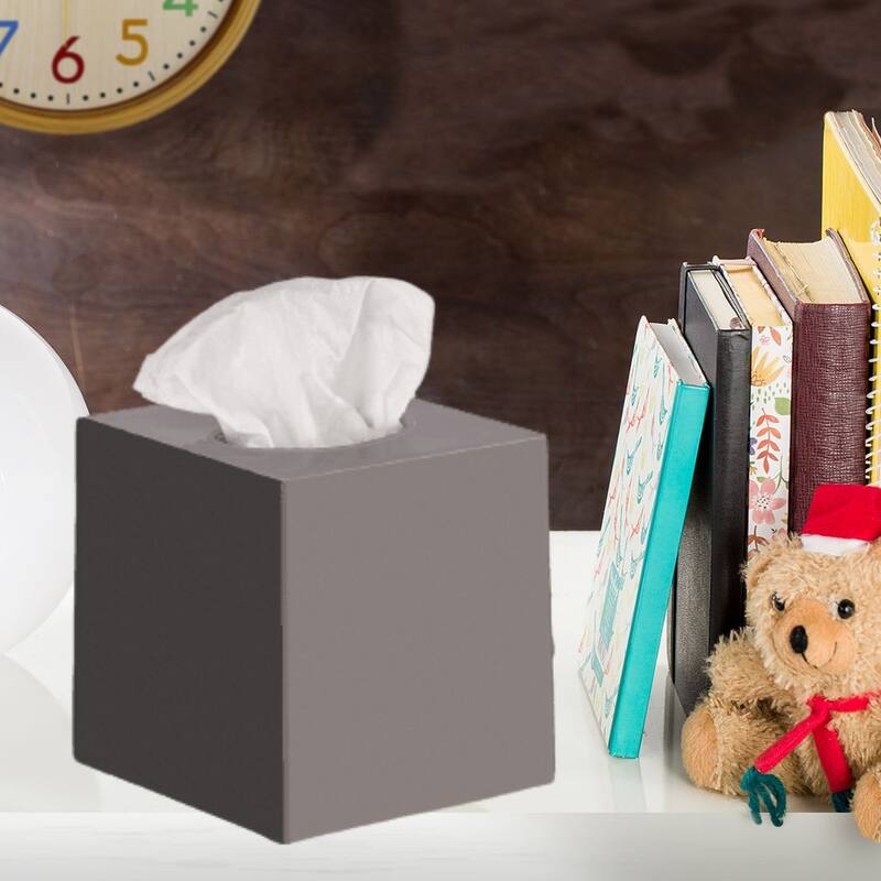 DWËLLZA HOME Square Gray Plastic Tissue Box Cover - Grey