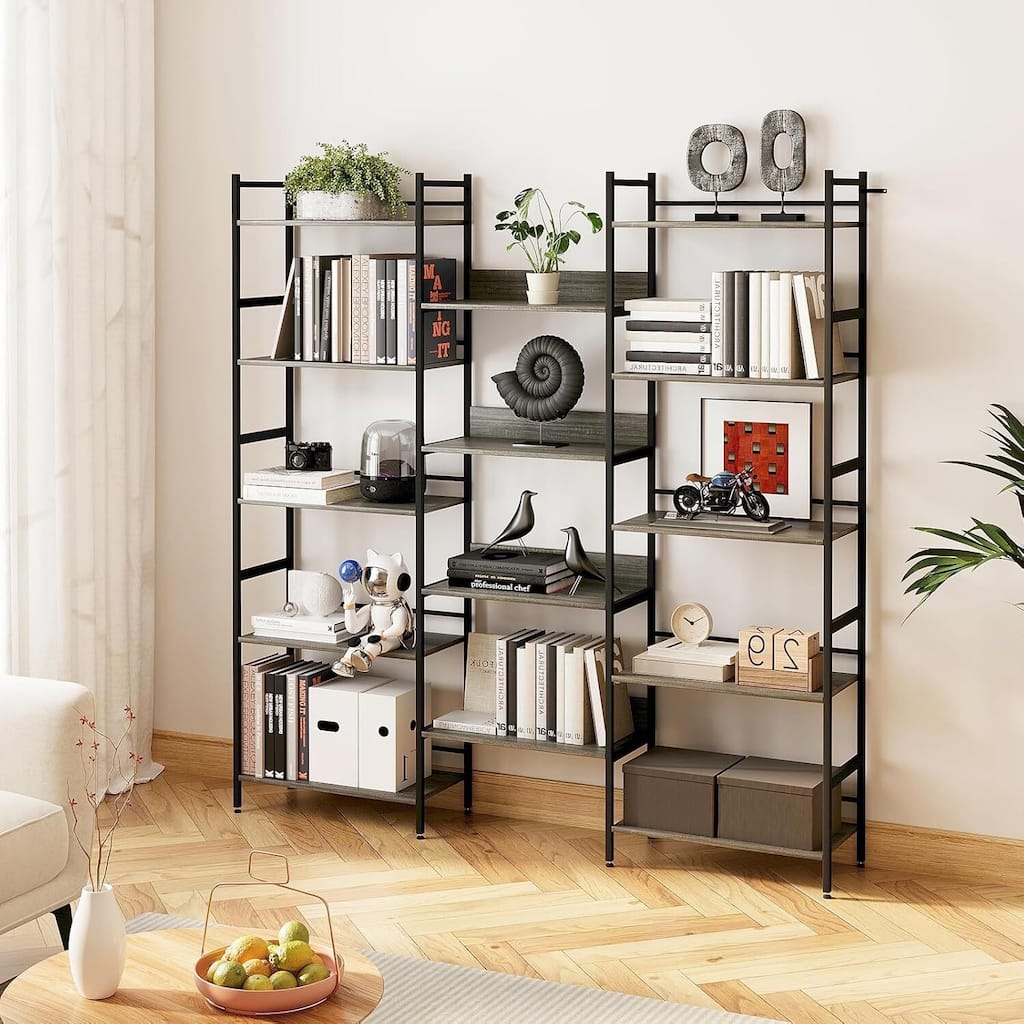 5 Tier Bookshelf, Standing Bookcase with 14 Open Display Shelves - N/A