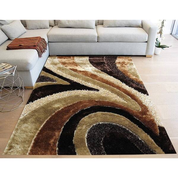 3D S70 Signature Collection 1inch Pile Shag Area Rug Brown Color On