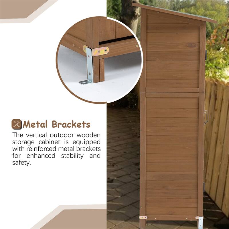 Outdoor Wooden Storage Shed with Lockable Door, Detachable Shelves