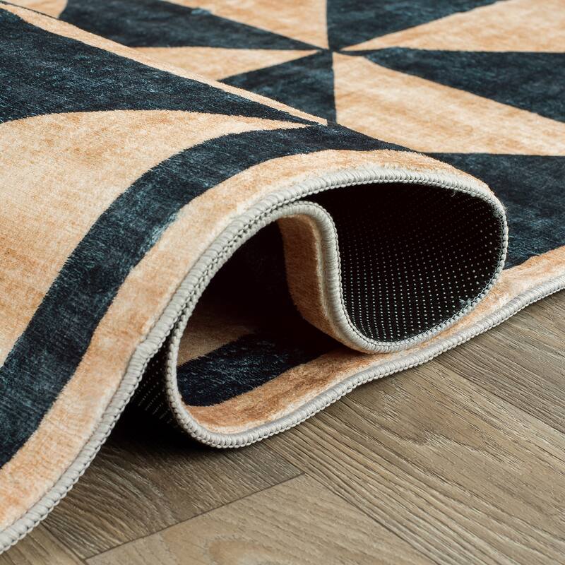 World Rug Gallery Geometric Diamond Washable Non Slip Area Rug