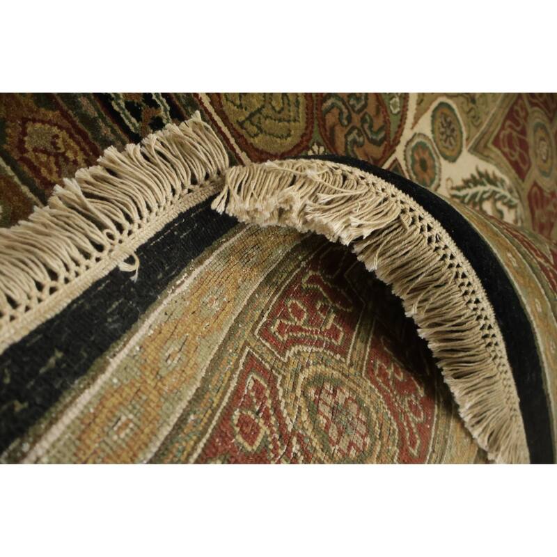 Hand Knotted Oriental 100% Wool Carpet Traditional Geometric Multi-Colored Agra Area Rug - 8' 10'' X 5' 11''