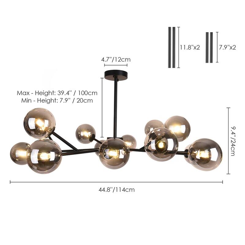 Modern Large Bubble Sputnik Chandelier in Black or Gold for Dining Room