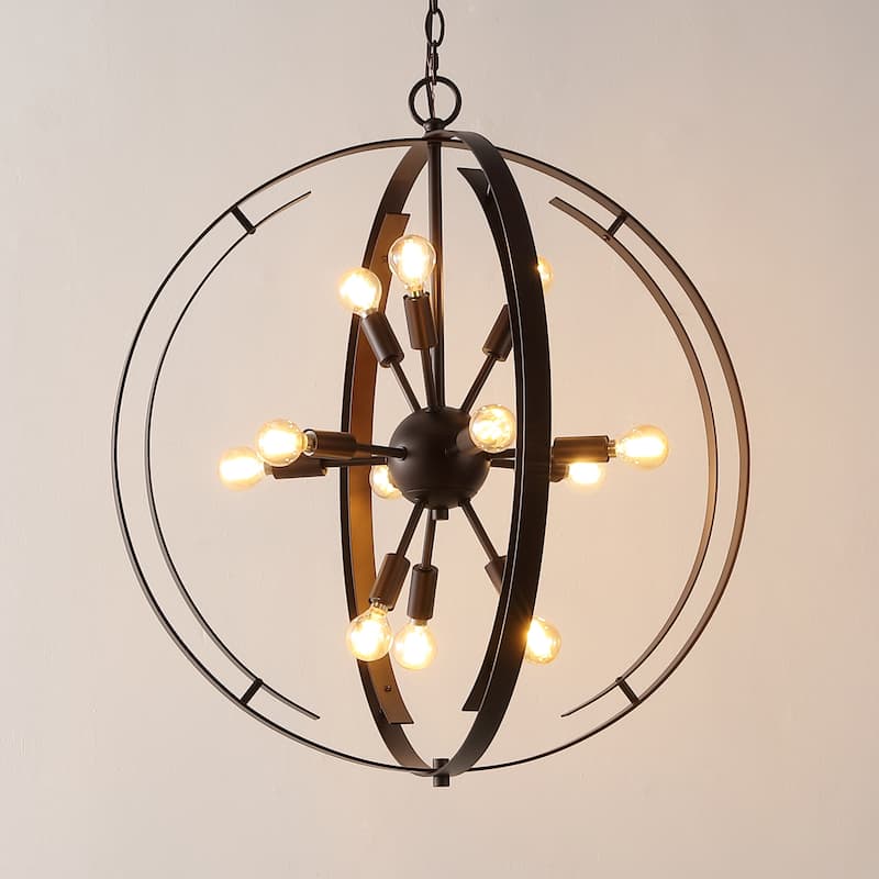 SAFAVIEH Home Lighting Collection Syosset 90" Glam Pendant (12-bulb) - 25" W x 25" D x 90" H