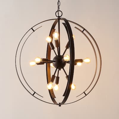 SAFAVIEH Home Lighting Collection Syosset 90" Glam Pendant (12-bulb) - 25" W x 25" D x 90" H