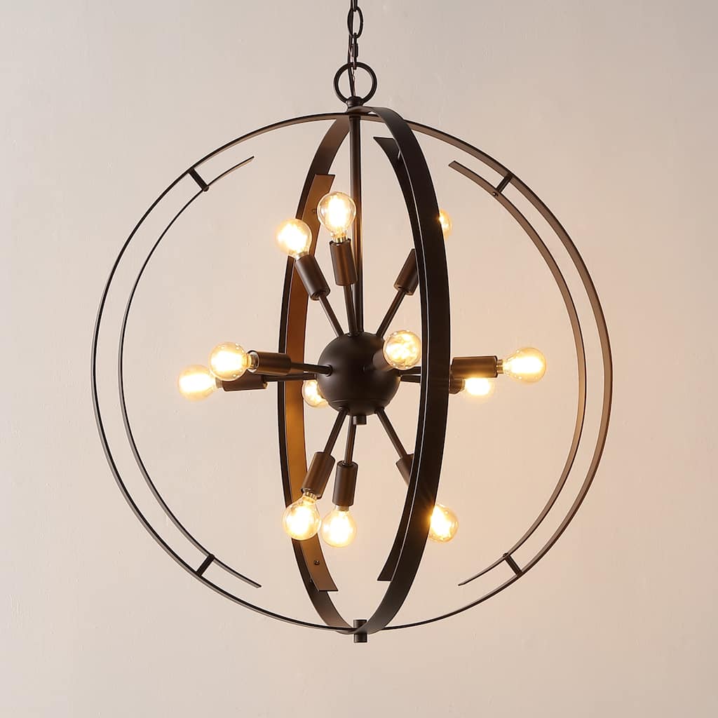 SAFAVIEH Lighting Louwra 90" Glam Pendant (12-Bulb) - 25" W x 25" D x 90" H - Brown - 25Wx25Dx90H