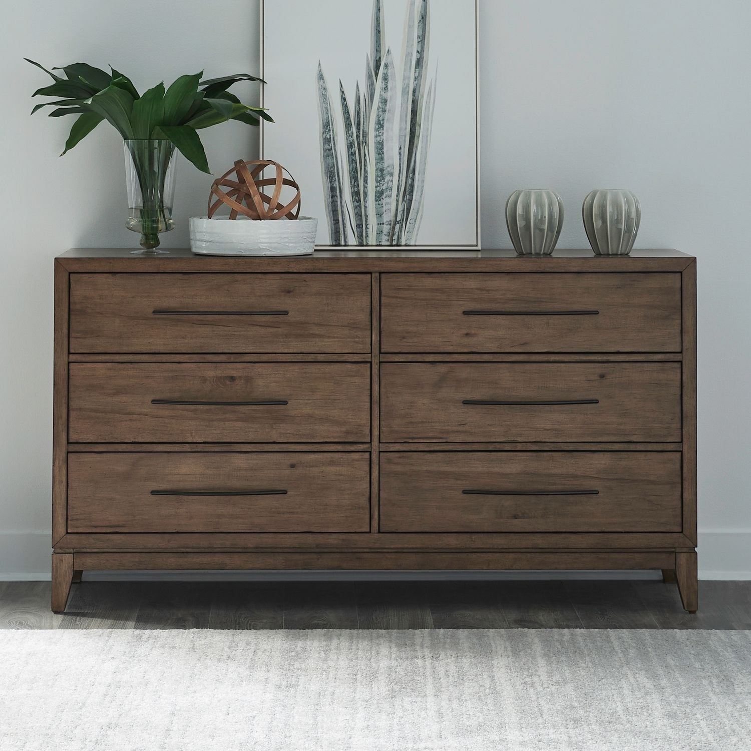 Liberty Furniture Shaker Lakes Bedroom 6 Drawer Dresser Harvest Brown