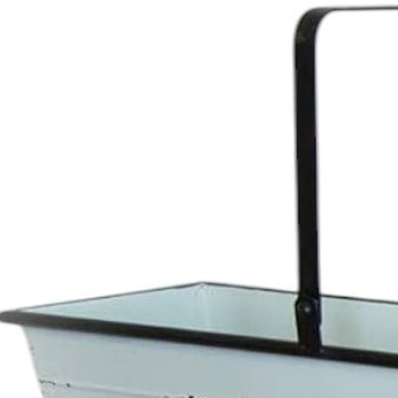 HomeRoots Set of Two Robins Egg Blue And Black Metal Cube or Bins